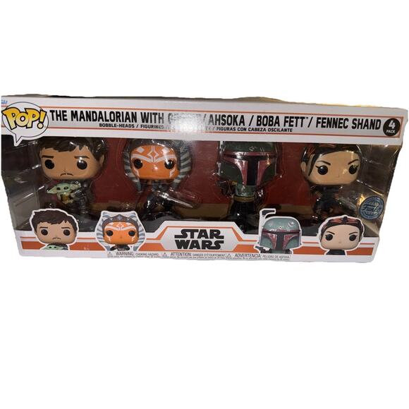 Funko POP! Star Wars - The Mandalorian Ahsoka Boba Fett Fennec 4-Pack Exclusive - Picture 1 of 13